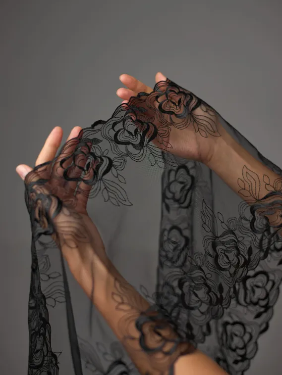 05-161 ОПТ Вышивка на неэл. сетке 24 см, черный