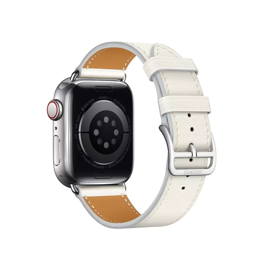 Apple Watch Series 8 Hermes 45mm, классический кожаный ремешок белого цвета