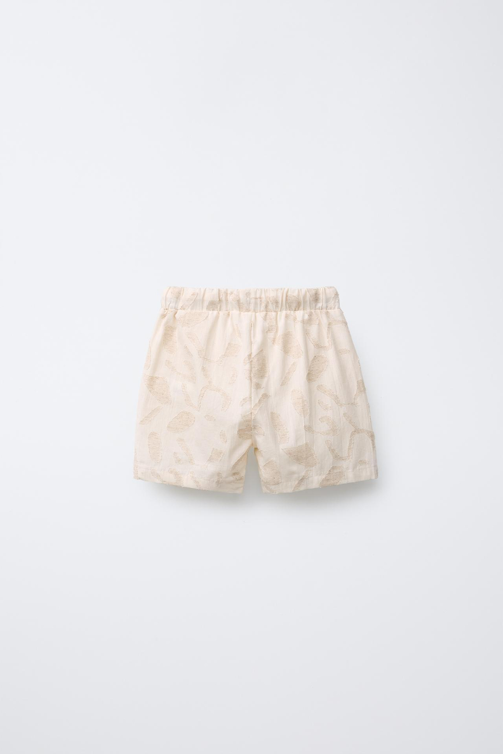 ZARA ШОРТЫ-БЕРМУДЫ ИЗ СМЕСОВОГО ЛЬНА С НАШИВКАМИ, ЭКРЮ