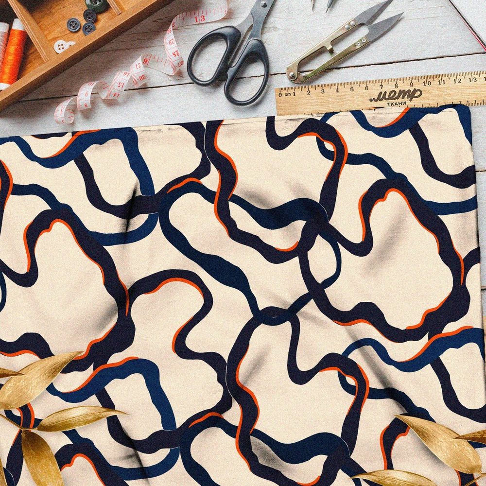 Ткань оксфорд 210 нейрографические узоры