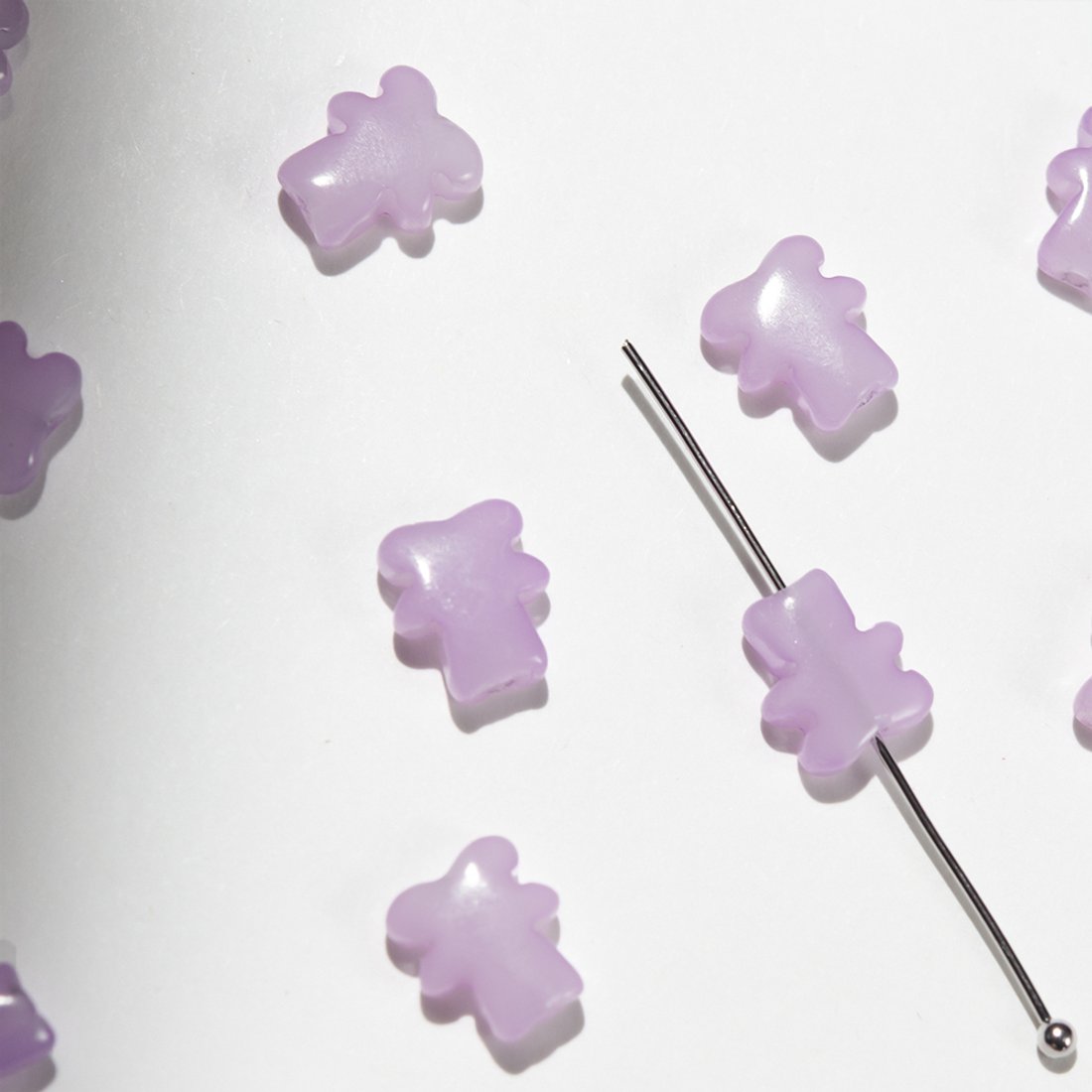Бусины в форме сиреневых мишек, 9*8мм, акрил