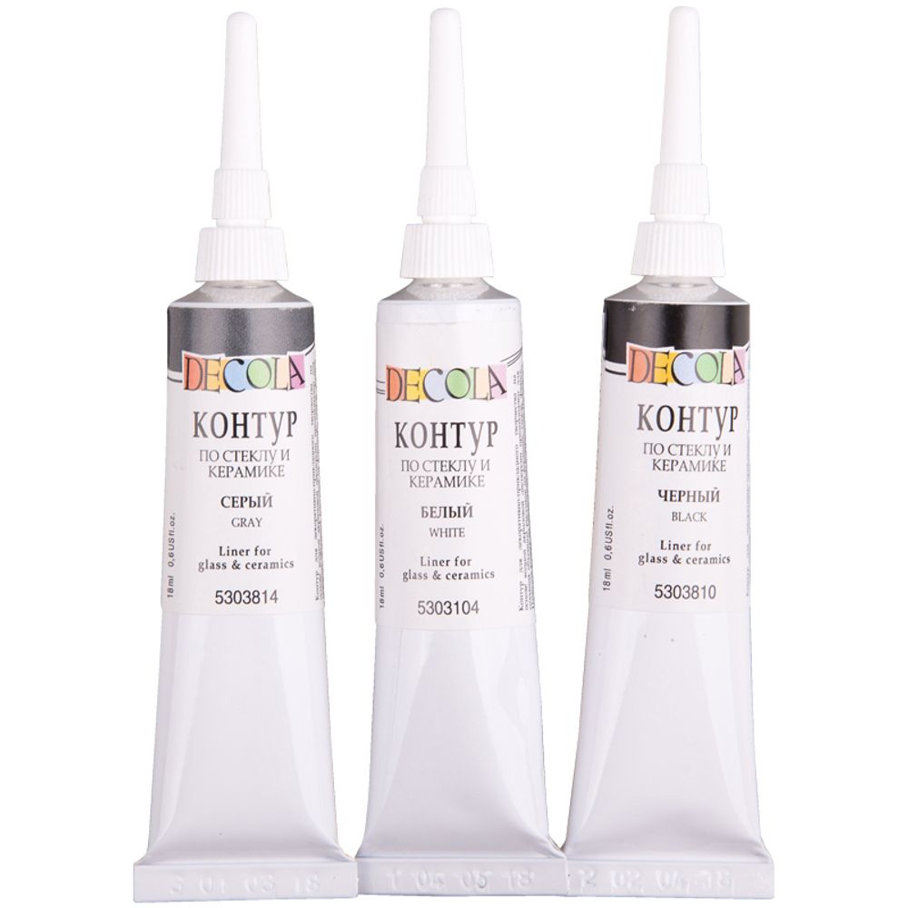 Краски контурные по стеклу и керамике Невская Палитра Декола, 3цв. по 18мл туба