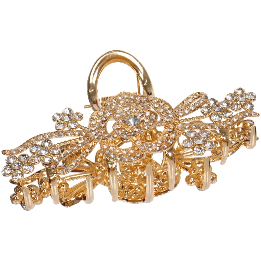 Заколка - краб для волос на блистере «LAVITA», роза, цвет серебро и золото, 10,5*5,5см