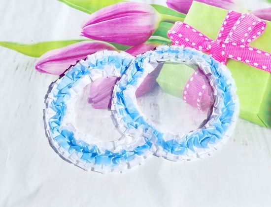 Свадебные кольца для украшения машины, голубые с белым