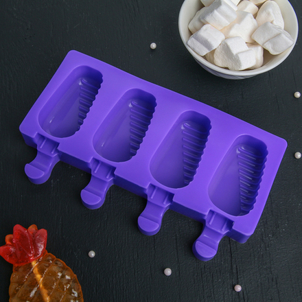 Форма для мороженого "Эскимо в глазури", 4 ячейки, цвет МИКС