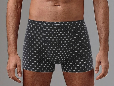 Мужские трусы-боксеры с геометрическим узором (Размер: XXL) (Цвет: светло-серый)