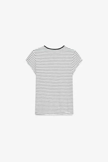 ZARA ФУТБОЛКА В СТИЛЕ РУСТИК С КОРОТКИМИ РУКАВАМИ, ПОЛОСКИ