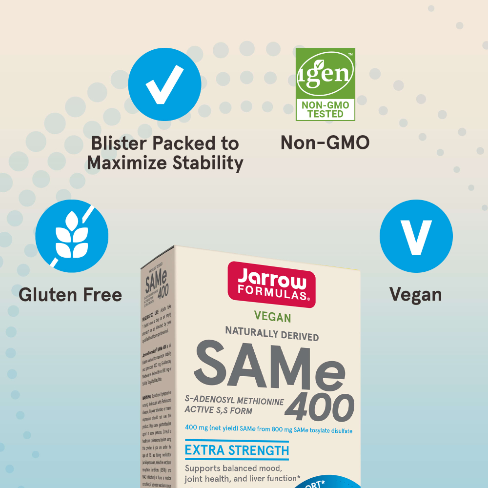 Jarrow Formulas, SAMe 400, 400 мг, 30 таблеток