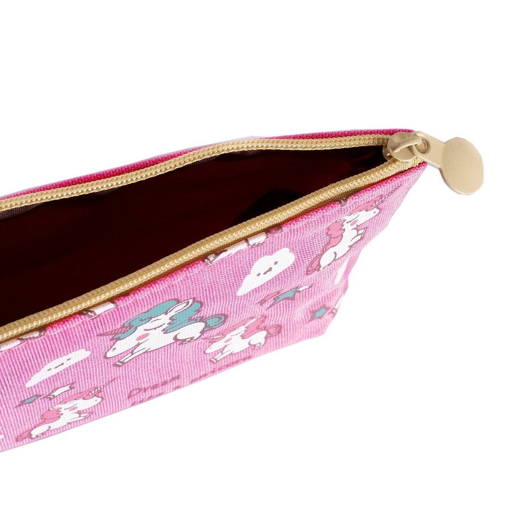 Пенал - косметичка Alingar, ткань, молния, 90 х 200 мм, "Единорожки", розовый (единорожки в облаках и звездах)