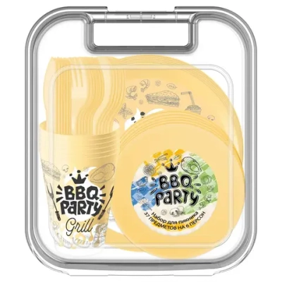 Набор для пикника с декором, 37 предметов на 6 персон (бледно-желтый) 223113104/01