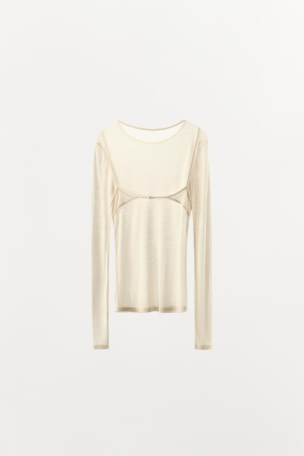 ZARA ФУТБОЛКА ИЗ ЛИОЦЕЛЛА С ДЕТАЛЬЮ НА СПИНКЕ, ЖЕЛТОВАТО-БЕЛЫЙ