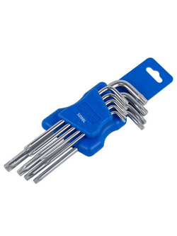 Набор ключей TORX Г-образных длинных 9пр. (Т10, Т15, Т20, Т25, Т27, Т30, Т40, Т45, Т50)в пластиковом держателе Forsage F-5098L