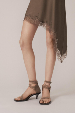 ZARA БОСОНОЖКИ НА КАБЛУКЕ ИЗ КОЖИ - THE ITEM ZARA WOMAN, СЕРО-КОРИЧНЕВЫЙ