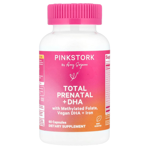 Pink Stork, Total Prenatal + DHA, мята, 60 капсул