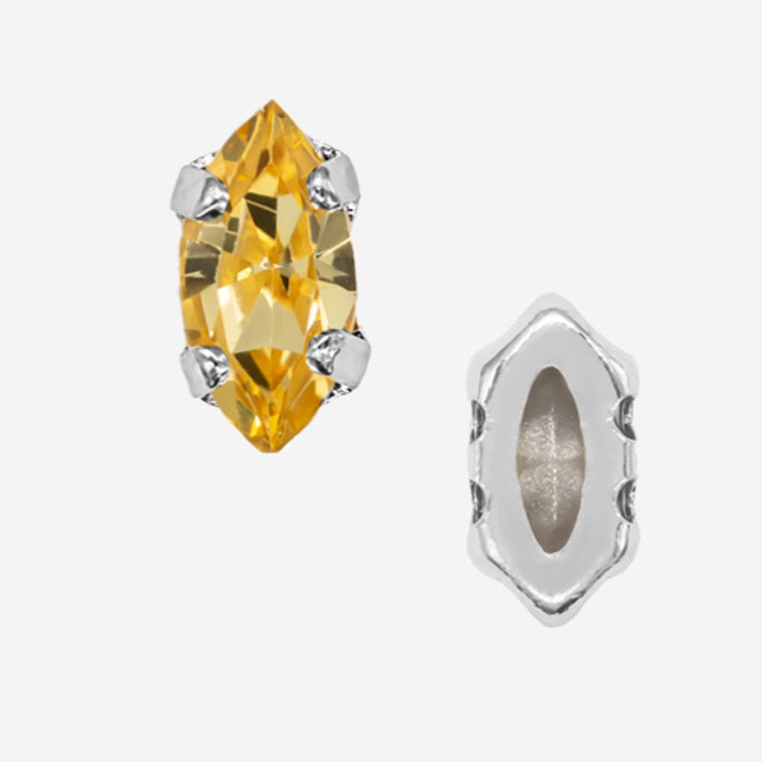 Кристалл Маркиз (Marquise Fancy Stone) в цапах, оттенок "Light Topaz", 8*4мм, родирование