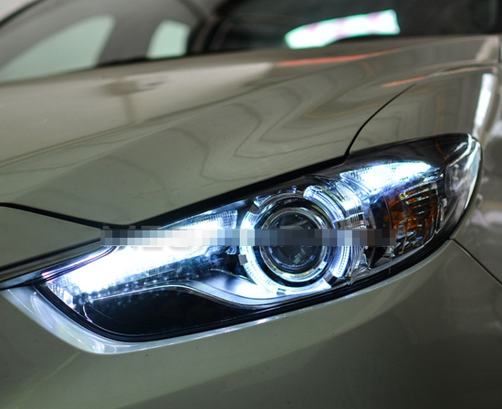 Передние фары Мазда 6 2013-2015 V7 type [Комплект Л+П; LED ходовые огни; электрокорректор; биксеноновая линза]