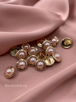 Пуговицы Шан. Жемчуг золото нежно-розовые