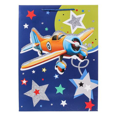 Пакет подарочный "Для мальчиков" 44*31*12см,с глитт,ручки-шнурок,4 диз.