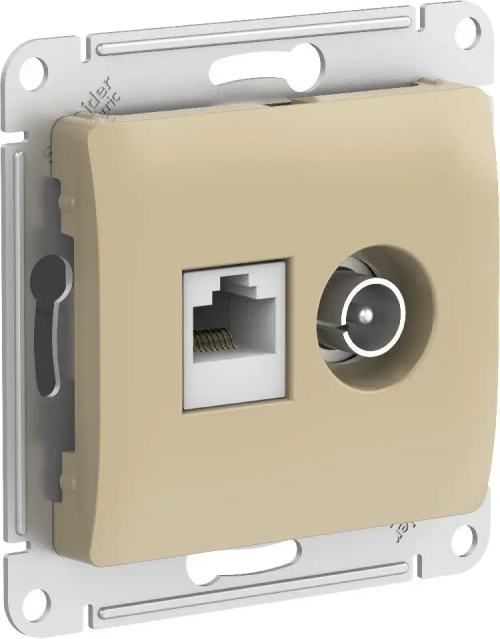 GLOSSA РОЗЕТКА двойная ТВ + компьютерная RJ45 кат. 5e, механизм, ТИТАН