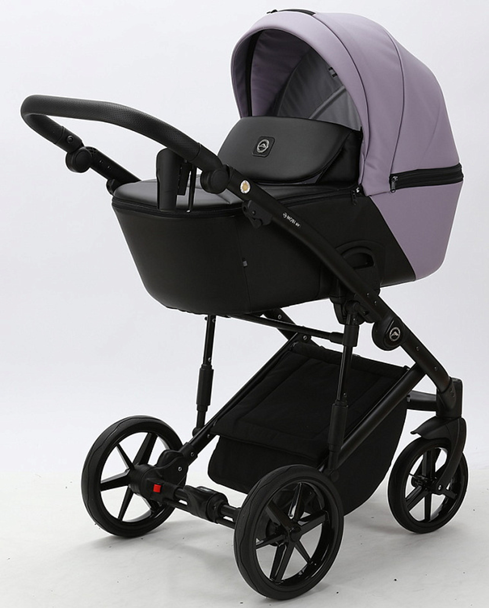 Детская коляска Adamex Mobi Deluxe 2 в 1 M-SD20 (СИРЕНЬ+ЧЕРНАЯ КОЖА)