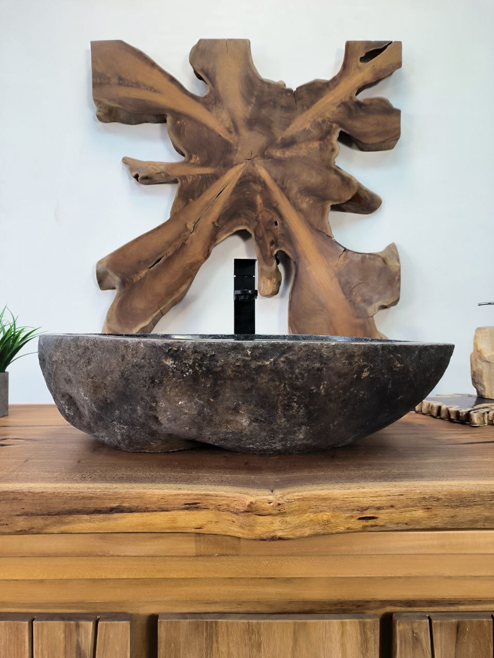 Раковина из речного камня RS-65905 58х43х16 из натурального камня