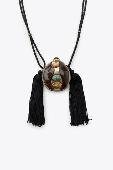 ZARA ОЖЕРЕЛЬЕ ИЗ ШНУРА С КАМНЯМИ, ЗОЛОТИСТЫЙ