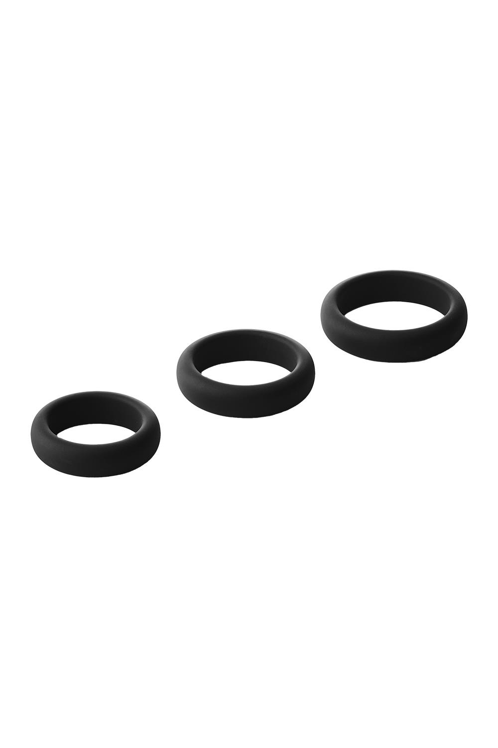Набор из 3 черных эрекционных колец Smooth Silicone Cockring Pack (Цвет: черный)
