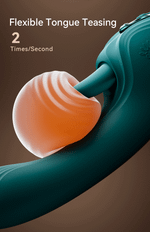 Зеленый вибратор-кролик 24,6см с функцией вылизывания и нагревом Zalo Ares G-Spot Rabbit Vibrator Turquoise Green