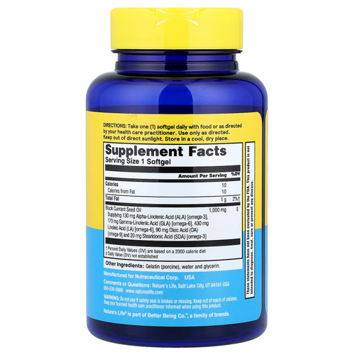 Nature's Life, Масло черной смородины, 1000 мг, 60 мягких таблеток