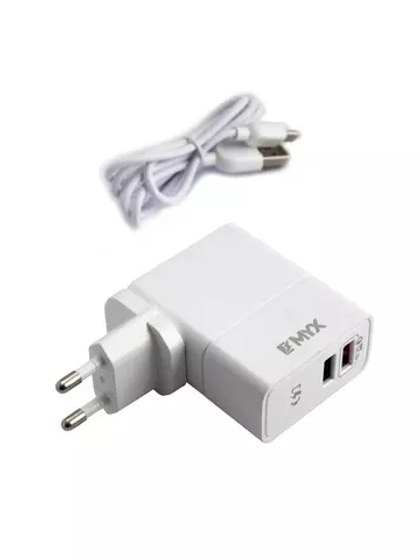 СЗУ Quick Charge 3.0 с кабелем Type-C 2USB 2.4A EMYX MY-A501Q white