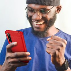 Красный чехол для смартфона Sony Xperia 5-IV Mark 4, серии Carbon (в стиле карбон) от Caseport