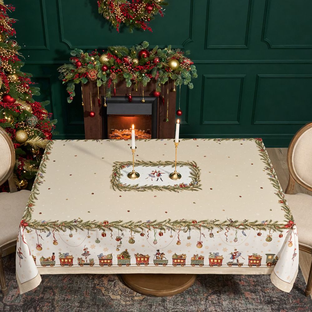 СКАТЕРТЬ "ЩЕЛКУНЧИК" 160Х220СМ БЕЖЕВЫЙ,100% ХЛОПОК,ТВИЛ