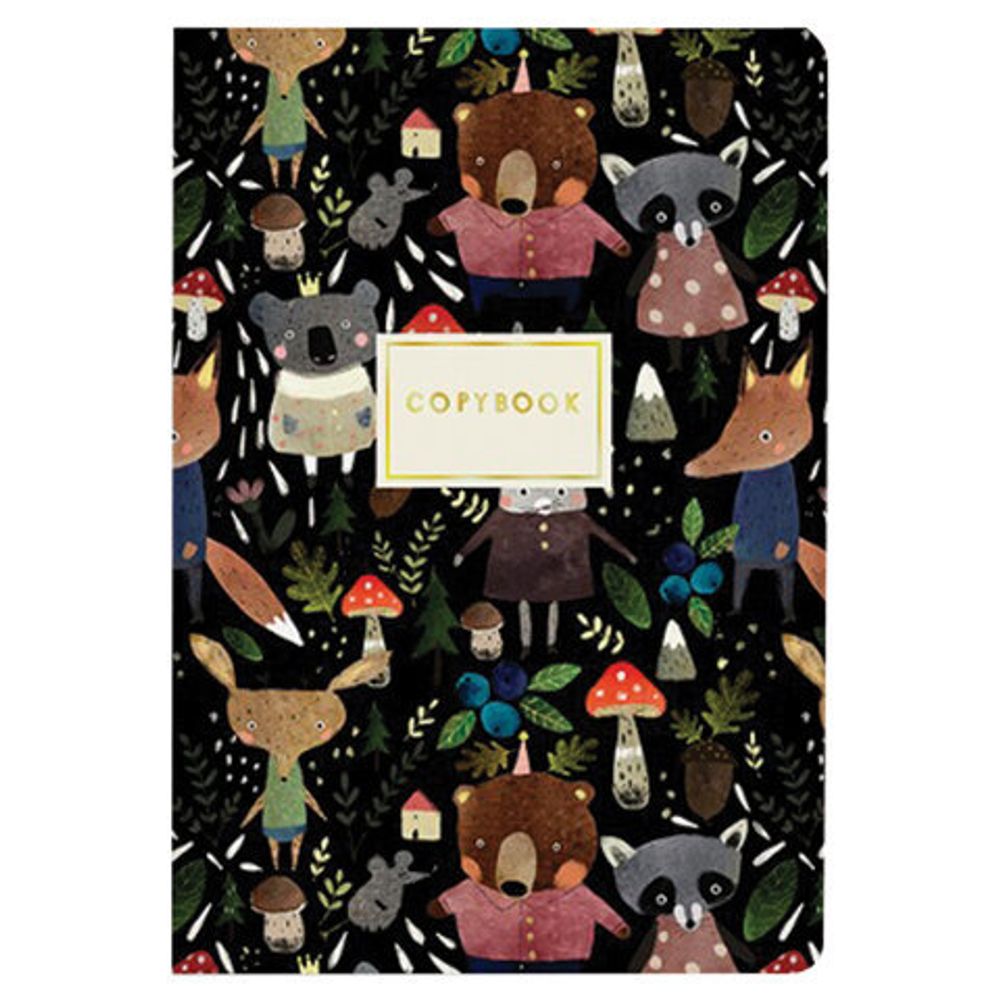 Тетрадь ЕВРО А5 40 л. BRUNO VISCONTI сшивка, клетка, Soft Touch, фольга, бежевая бумага 70 г/м2, "ЗВЕРЯТА", 7-40-105