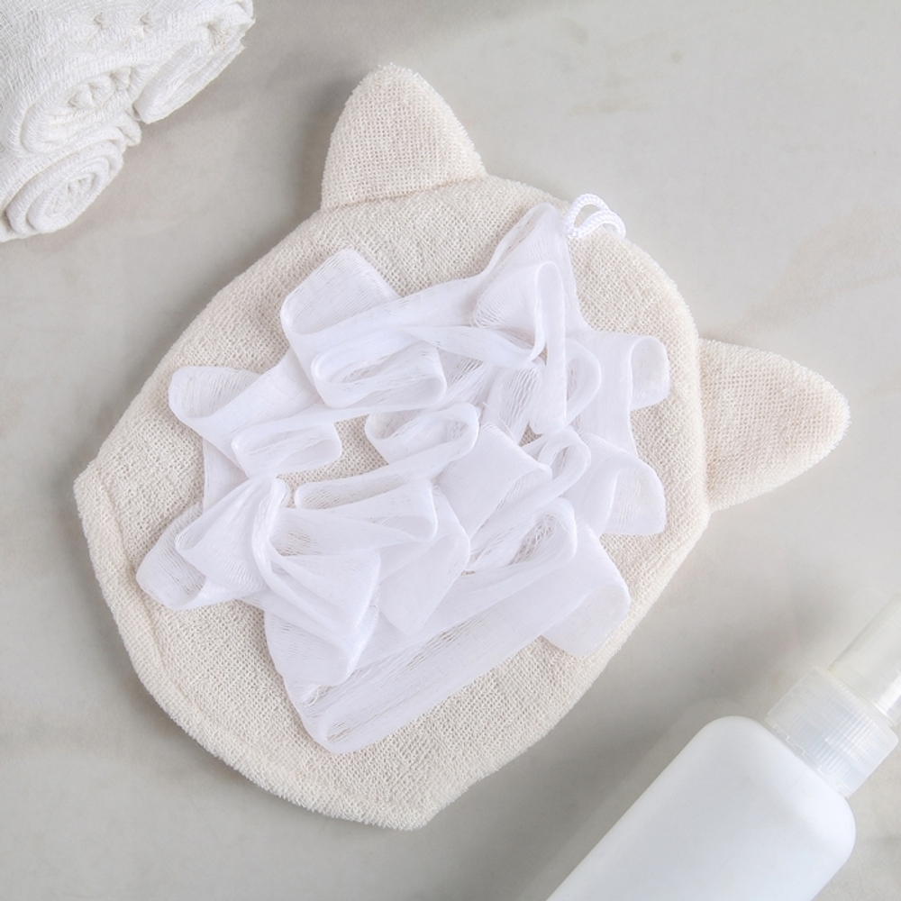 4430076 Мочалка-варежка детская "Котик"