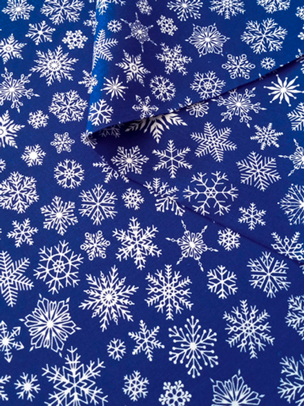 Ткань бязь плательная, рис. "Снежинки", ширина 150 см, арт. 611