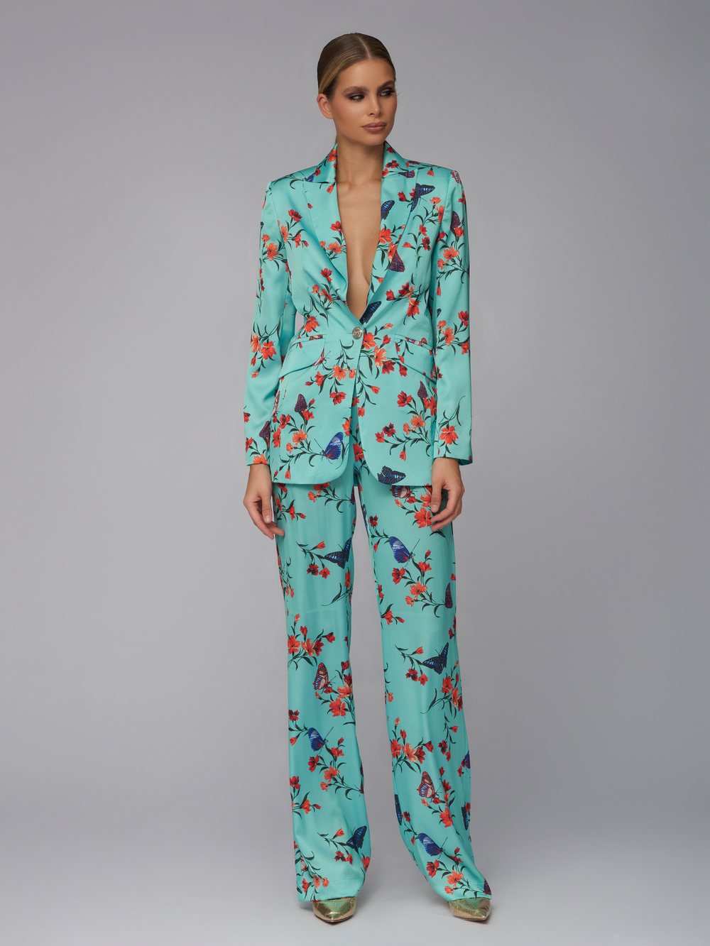 Бирюзовый пижамный костюм