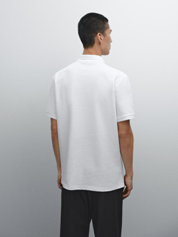 Massimo Dutti Футболка-поло из хлопка, белый