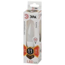 Лампа светодиодная ЭРА STD LED BXS-11W-827-E14 11Вт свеча на ветру теплый белый свет Е14 | Лампы cветодиодные Свеча (B/C)