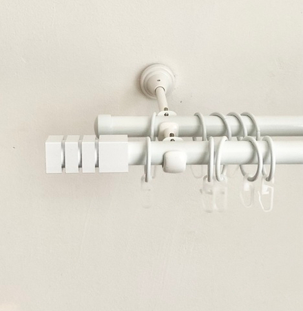 Карниз кованый для штор "Нордик" d19/19 мм двухрядный, цвет белый глянец