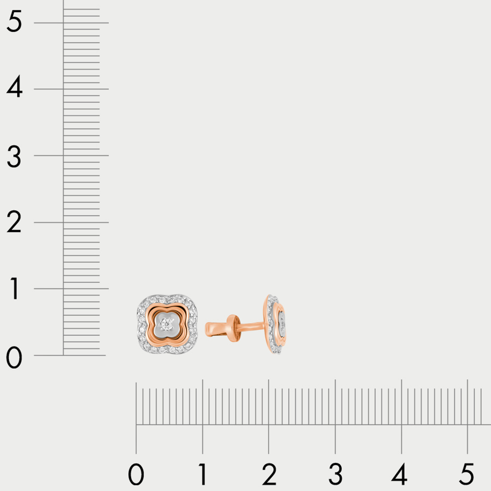Серьги-пусеты для женщин с фианитами из розового золота 585 пробы (арт. кл3725а)
