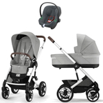 Коляска Cybex Talos S Lux SLV complete Aton B2 Steel Grey Base One 4 в 1 Stone Grey с дождевиками