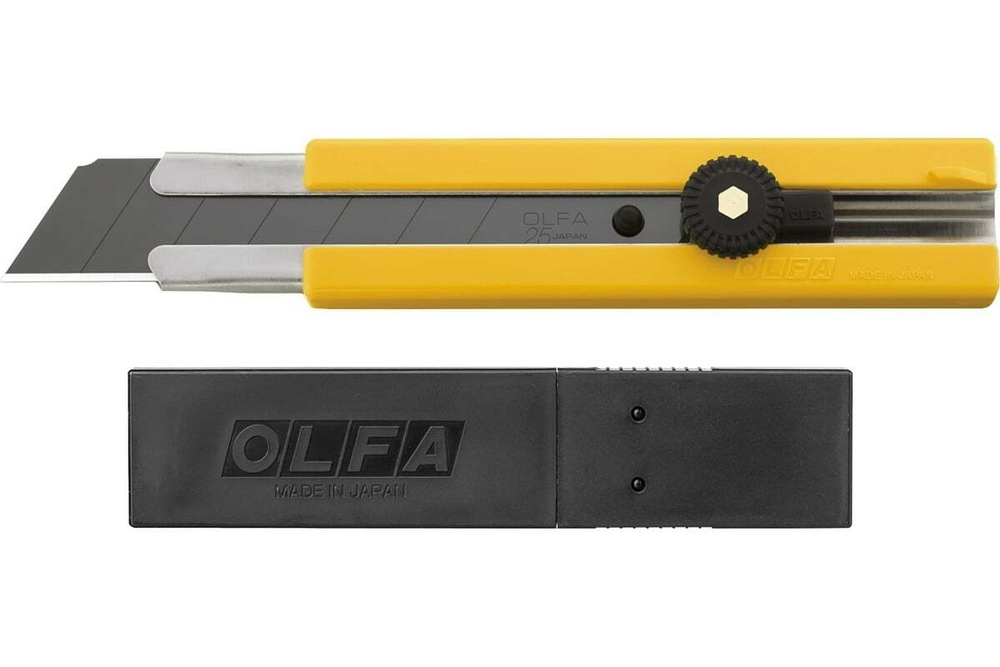 Нож с выдвижным лезвием OLFA в комплекте с лезвиями 5 шт, 25мм OL-H-1BB/5BB