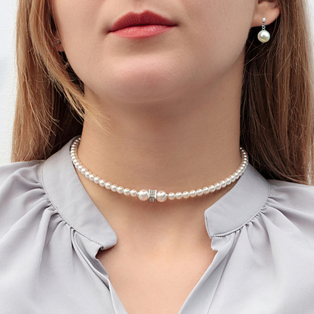 Колье Fiore Luna Cylinder Crystal B2409PE-N02.1 BW/S