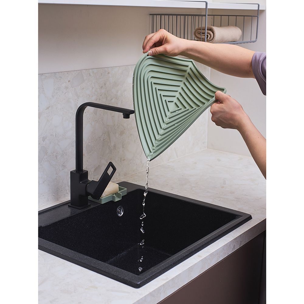 Коврик для сушки посуды Dry Flex, 34,6х44,6 см, шалфей