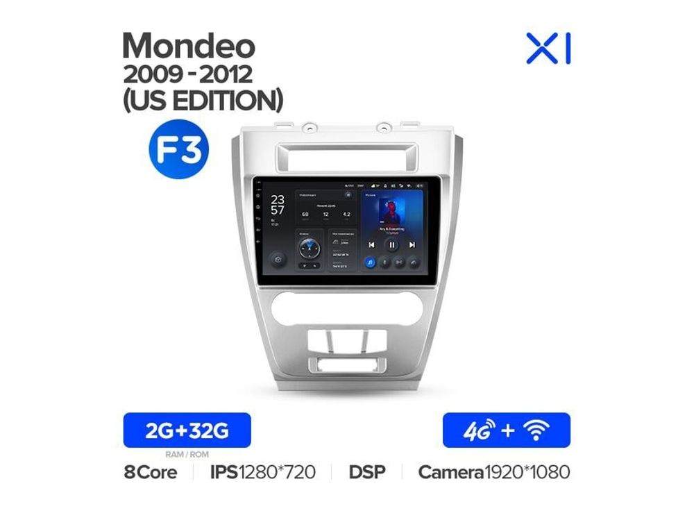 Магнитола Teyes X1 2-32 Wi-Fi + 4G Ford Mondeo 2009 - 2012 US EDITION 10.2&quot; (F3)