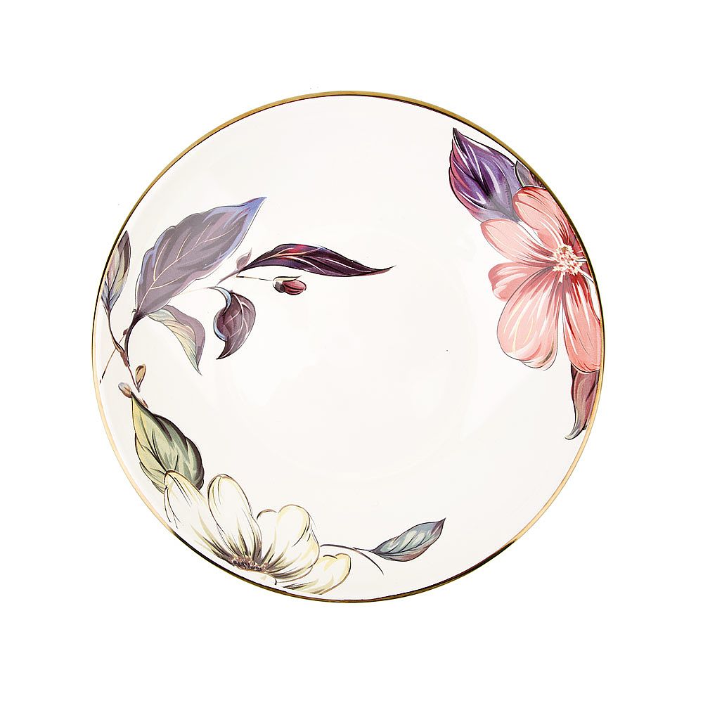 Тарелка (с элементами золота) "Олеандр" 20*20*4см. (min6) (транспортная упаковка)