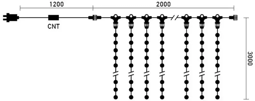 Светодиодный занавес с белым бликующим диодом 2*3 м, 220V., 600 синих LED ламп, прозрачный ПВХ, Beauty Led (PCL600BLW-10-2B)