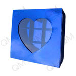 Коробка для конфет с окошком "сердце" 160*160*30 мм (9) (синяя), 10 шт