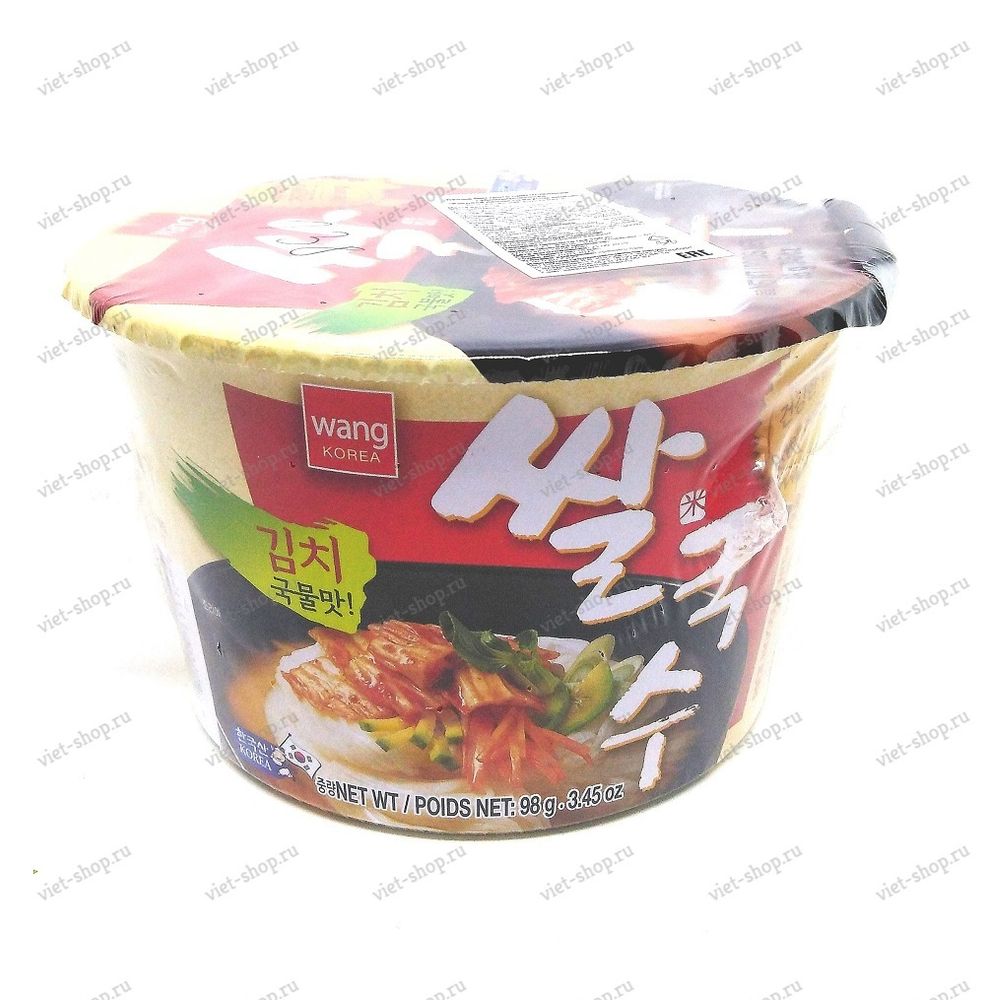 Корейская рисовая лапша со вкусом кимчи Rice noodle with kimchi flavor, 98 гр.