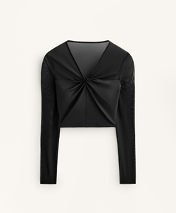 Oysho Топ Comfortlux с длинным рукавом из сетки, черный